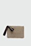 Juno Tassel Detailed Straw Clutch Bag Brown