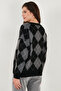 Oversize Fit Crew Neck Argyle Sweater Sweatshirt 4615579 - 7