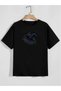 Unisex Oversize Printed Cotton Crew Neck Short Sleeve Black T-Shirt Azrai̇l