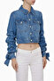 Tiff Short Denim Jacket with Gathered Sleeves - 3