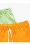 Cotton Basic Multicolor Elastic Waist 2-Piece Shorts Set - 5