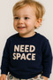 Baby Boys “Need Space” Fleece Tracksuit – Navy & Cream 2-Piece Set - 6
