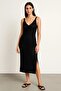 Openwork Slit Low-Cut Strap Long Women's Knitwear 100% Cotton Beach Dress - 2