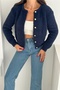 Navy Blue Gold Button Detailed Soft Knitwear Cardigan - Standard Size