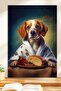 1 Piece of Breakfast Making Dog Themed Wooden Look Mdf Table
