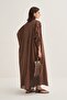Women's Organic Cotton Drawstring Detailed Abaya Brown - 6