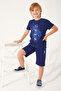 U.S. Polo Assn Color Painting Navy Blue Boys' Bermuda Set