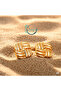 Steel Gold Color Embroidered Square Plate Model Women's Earrings - 3