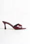 Burgundy Patent Leather Thin Heeled Women's Slippers - 3