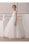 Girl Floral Lace Bow Detail Mesh Maxi Party Dress - 4