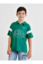 Boys Dark Green Printed Polo T-Shirt