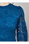 3/4 Sleeves Lace Insert Frill Hem Bodycon Midi Dress - 3