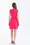 Women's Pink Stand Collar Pleated Detailed Crepe Dress - 2