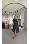 Buttoned Belt Detail Navy Blue Tencel Denim Dress - 3