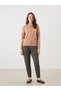 Khaki Elastic Waist Carrot Cut Women's Trousers