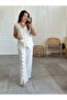 Button Detailed Wide Leg Muslin Trousers - 7