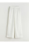 Lcw Modest Ecru Elastic Waist Striped Linen Blend Women's Trousers - 5