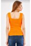 Neon orange pool-neck plus size compatible (38-48) knitwear Ribbed Knit blouse - 4