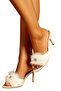 Women's Ecru Heeled Feather Stone Detailed House Slippers Daily Dowry Gift Vr.Gc.01.T75.Y19 - 2