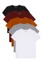 Unisex 5-Pack Black-White-Burgundy-Cinnamon-Grey Slim Fit Slim Fit 100% Cotton Crew Neck T-Shirt