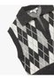 Sleeveless Diamond Patterned Jacquard Polo Neck Knitwear Sweater - 3
