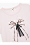 Cotton Short Sleeve Bow Printed Brooch Detailed T-Shirt - 3