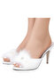 Women's Ecru Heeled Feather Stone Detailed House Slippers Daily Dowry Gift Vr.Gc.01.T75.Y19