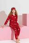 Mother-Daughter -Winter Suede Red Deer Pattern Front Button Pajamas Set - 5