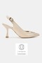 Women Beige Patent Leather Genuine Leather Number 34-35-41 Medium Heel Buckle Back Open Shoes