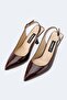 Women's Bordo Rugan Genuine Leather 34-35-41 Number Medium Heel Buckle Back Open Shoes - 2
