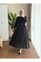 Women's Ruffle Shirt and Skirt Suit M2512 - Black - 2