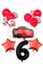 6 Year Old Black Number Balloon Birthday Party Set Cars Lightning Balloon Red Sequin Transparent Balloon