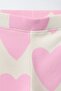 Girl's Cotton Ecru Pink Heart Patterned Sweatshirt and Leggings Set - Love - 4
