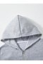 Men's Gray Hooded Zippered Oversize Sweatshirt Winter School Cardigan Hooded Printed - 7