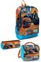 Kids Blue Orange High Wheels Truck Patterned 3-Piece School Bag Set