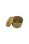 Multi-Purpose Basket with Lid, Round, Gray Striped, Made of Natural Fibers, 3 Different Sizes, Sold Individually - 6