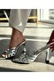 Crinkled Patent Leather Cage Heeled Slippers - 3