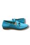 Blue Genuine Leather Women's Loafer with Metal Buckle - 3