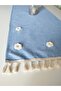 Handcrafted Embroidered 3D Rose Natural Linen Authentic Tasseled Runner 45X120 cm - 3