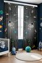 Gray Space Small Astronaut Patterned Children's Baby Room Background Curtain (Single Wing Pricing) - 3