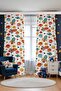 Retro Space Vehicles and Planets Patterned Children's Baby Room Background Curtain (Single Wing Pricing)