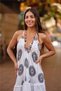 White Color Backless Short Bohemian Dress with Rope Strap Embroidery - 6