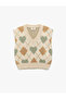 Baklava Patterned V-Neck Sleeveless Knitwear Sweater