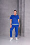 Women's Plus Size Cobalt Blue, Ribbed Collar and Hemline Blouse, Ribbed Pocket Pants, 2 Piece Set 65N39065 - 6