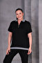 Women's Plus Size Black, Ribbed Collar and Hemline Blouse, Ribbed Pocket Pants, 2 Piece Set 65N39065 - 7