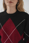 Women's Diamond Patterned Oversize Sweater D. Black 1225 - 5