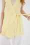 Yellow 100% Cotton Muslin Side Tie Belted Vest 8017A - 4