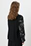 Embroidery Detailed Skirt Jacket Knitted Suit Black - 4