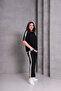 Women's Plus Size Black, White Stripe Detail Crew Neck Blouse, Ankle Length Bottoming, 2Li Set 65N39068 - 3