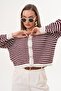 Women's Stripe Patterned Metal Buttoned Knitwear Knitted Cardigan 255210 -